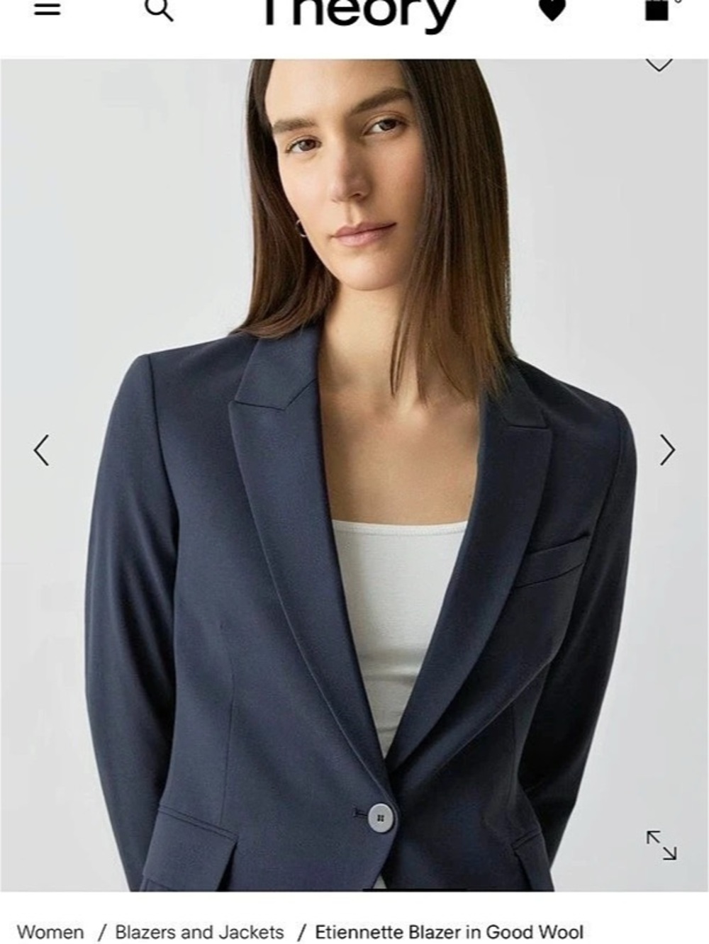 NWT Theory Etiennette Blazer Wool Blazer in Blue Size (2 )Small - Picture 4 of 11